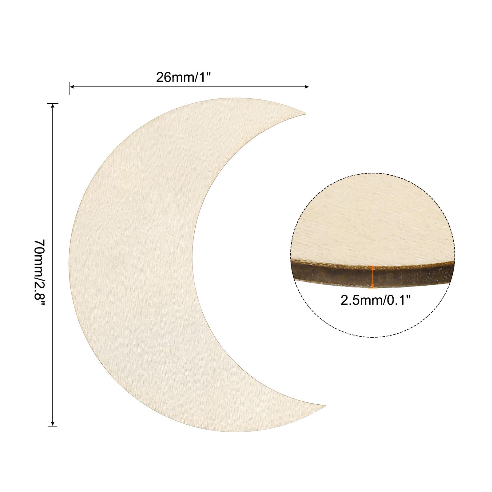 PATIKIL 2.8"x1" Wooden Moon - Image 2