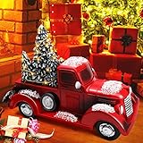 Vintage Red Truck Christmas , Large Red Christmas Truck Decor, 11.8 Inch Farmhouse Vintage Pickup Tr