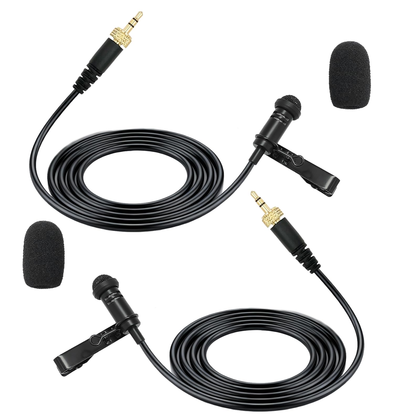 2 pcs Lavalier Microphone Compatible with Sennheiser Wireless Bodypack Transmitter Omnidirectional Condenser Wired Mic 3.5mm TRS Lapel for Lectures Live Streaming YouTube 5ft Black-image-38