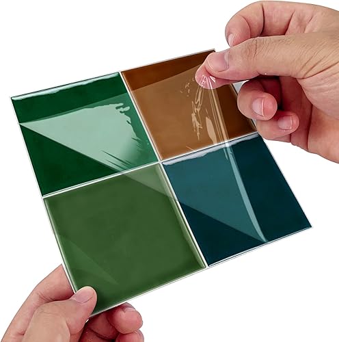 Miniatura 9 de Alwayspon Adhesivo de vinilo brillante de ladrillo de Provenza, autoadhesivo para azulejos de pared de transferencia de salpicaduras para cocina y