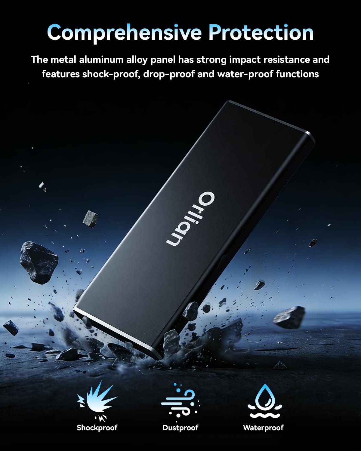 Orlian Unità SSD esterna portatile da 1 TB USB 3.1 Gen 2 fino a 500 MB/s ad alta velocità per telefono, Windows, Android, PC e altro