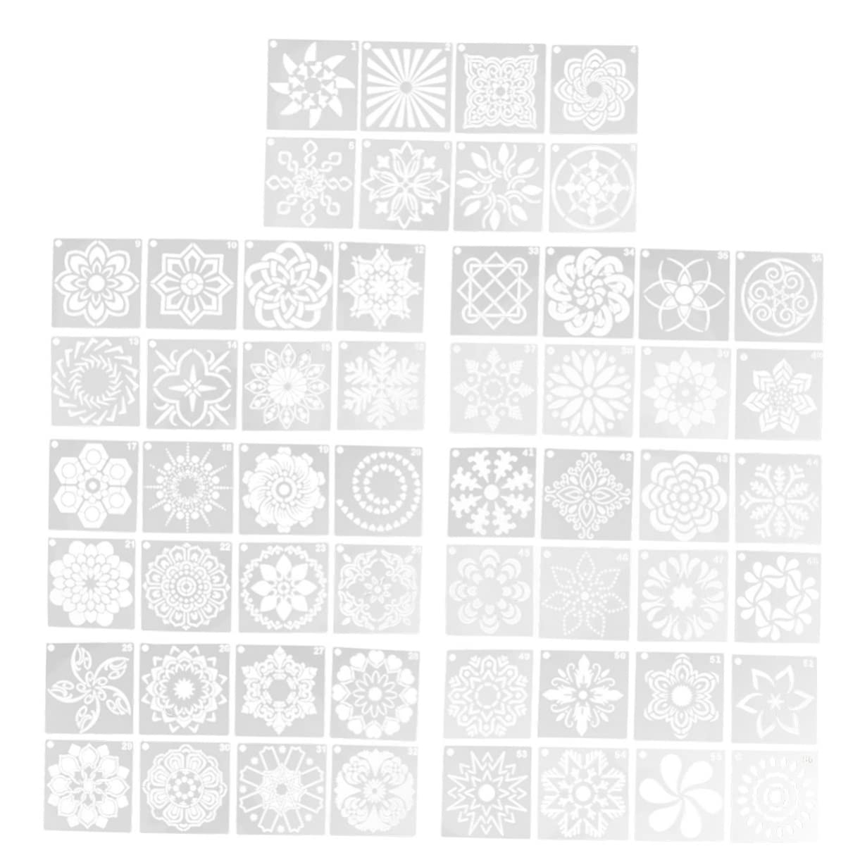 Tofficu 3 Set Stencil per Disegno di Moda Stencil per Pittura Mandala Pietre Mandala Fai da Te Arredamento Stampino da Muro Modello di Pittura Mandala Bianca 56 Pezzi*3