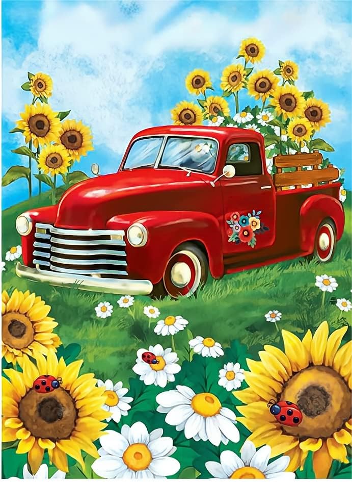 Qukle Kits de pintura de diamantes de girasoles para adultos principiantes, taladro completo redondo 5D DIY Spring Diamond Art Kits, kits de pintura