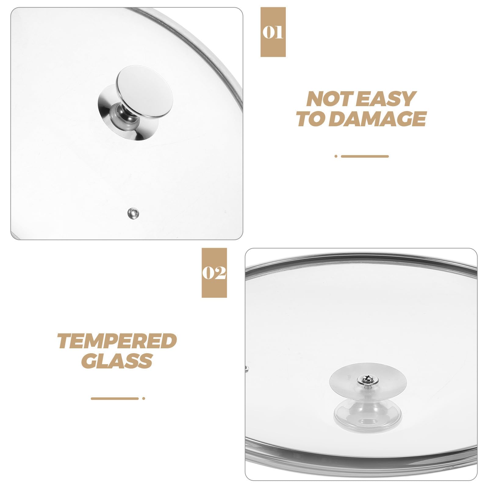 Tapa de Acero Inoxidable Resistente Deformación para Sartén y Olla Fácil de Limpiar, Diseño Moderno y Elegante para Cocina