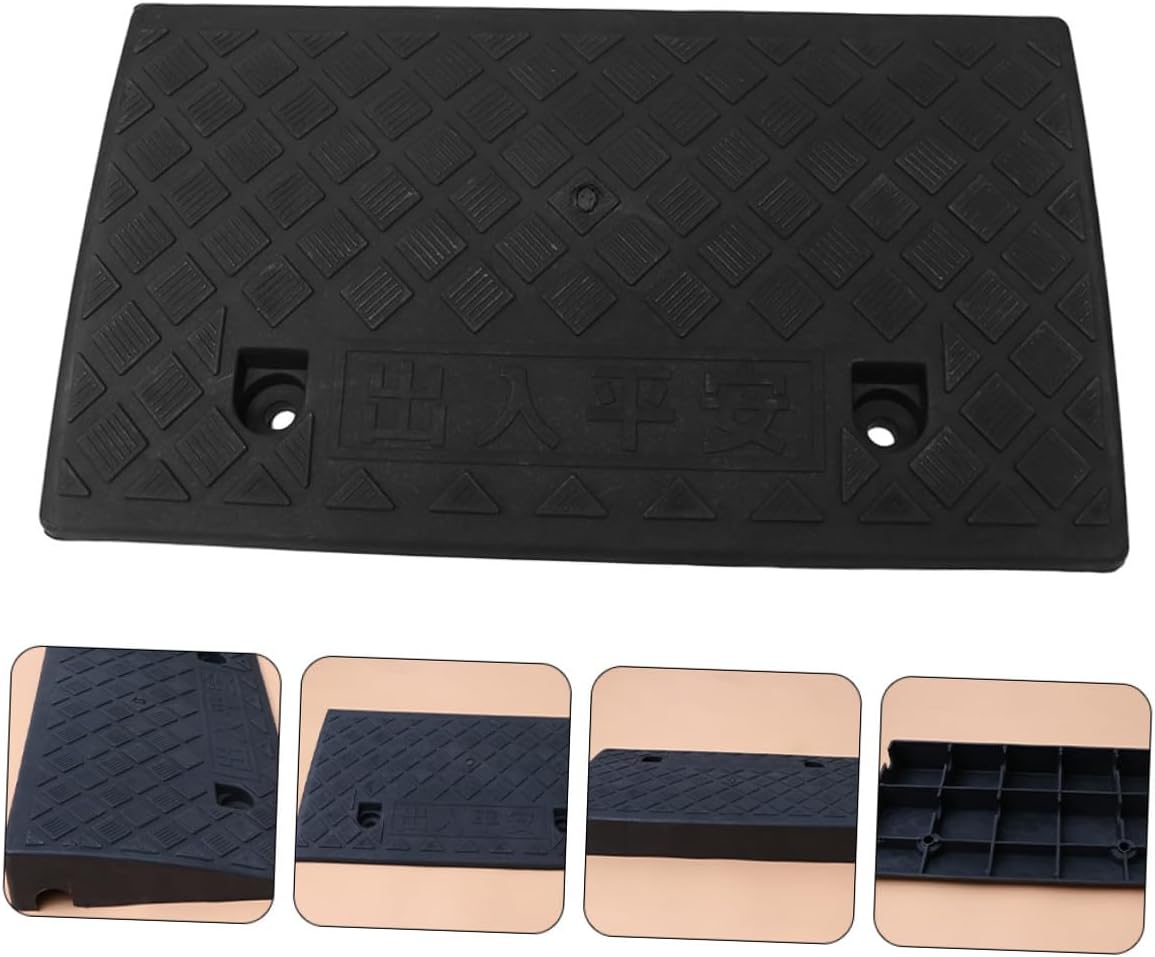 Plastic Curb Ramp 50x27x9cm Black Rubber Triangle Loading Ramp for Driveway Sidewalk Dock Use