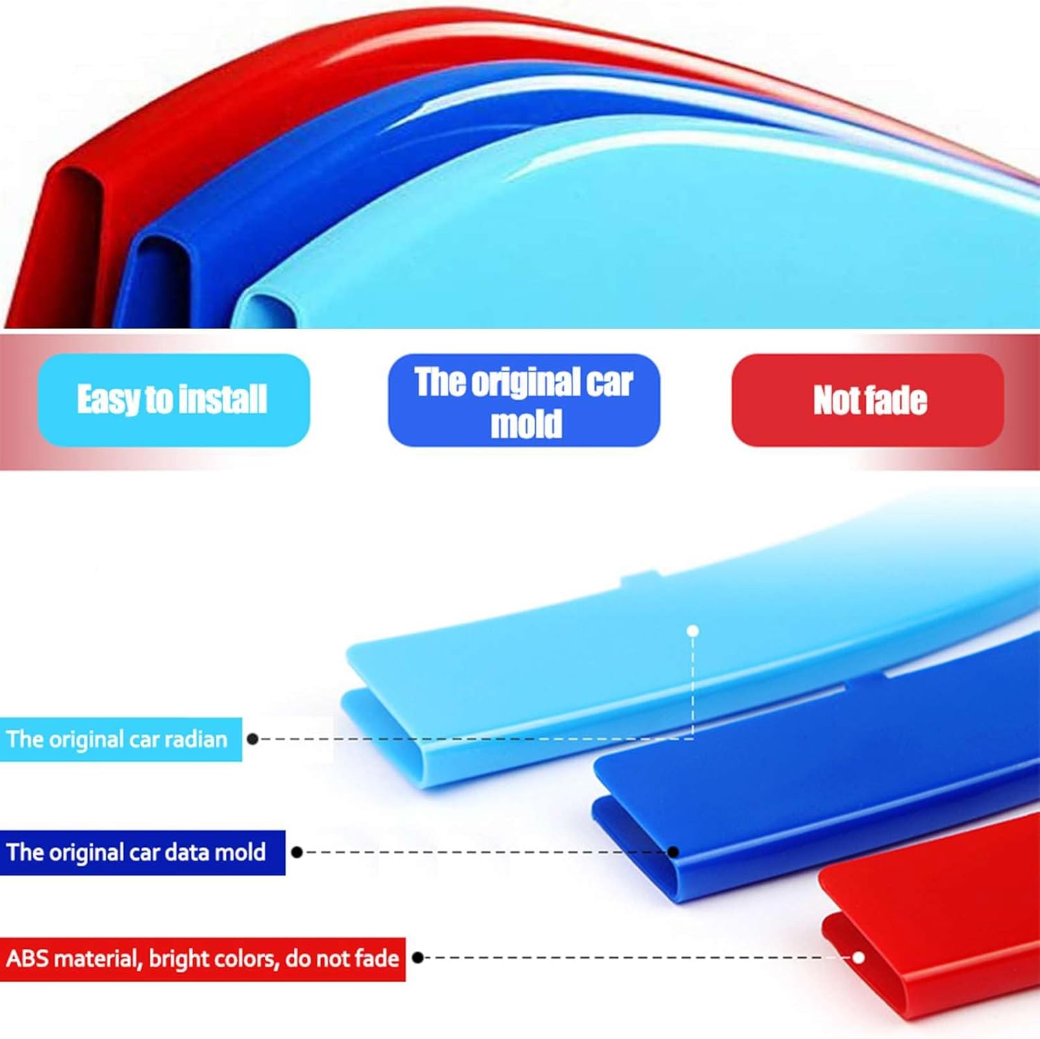 3-Color M Performance Grille Trim for 20-24 BMW X6 G06 SAC Fit 40i 40iX M50iX 2020 2021 2022 2023 2024 Grill Stripe Kidney Insert Cover