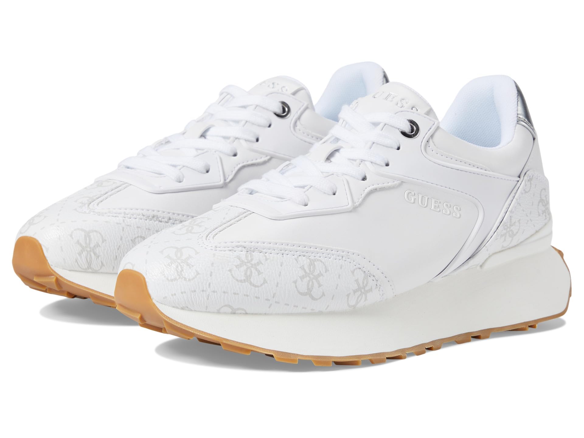 GUESS Women's Camrio Sneaker, White/Black Logo 142, 4 UK
