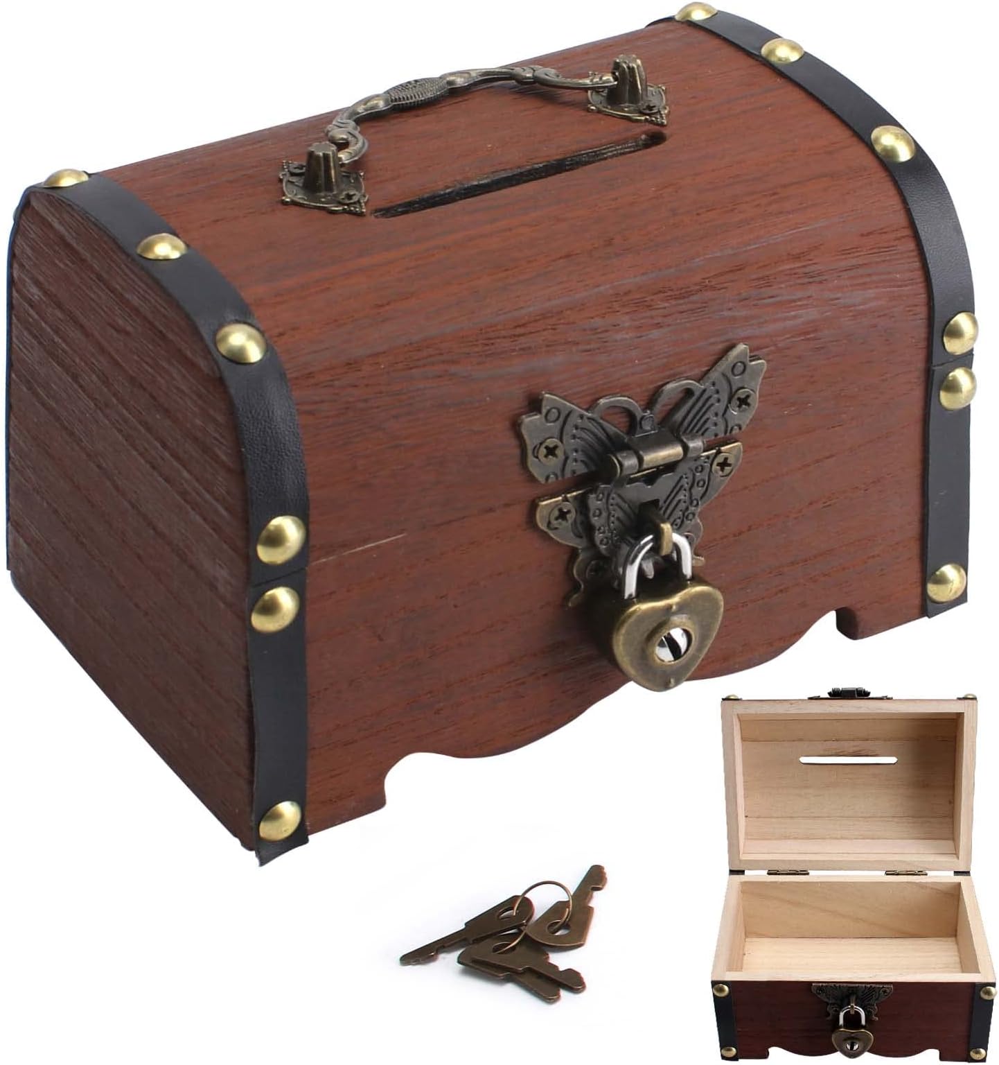 Mini Coffre Au Trésor En Bois Vintage Avec Serrure – QINGYIWL – Idéal Rangement Bijoux Et Souvenirs
