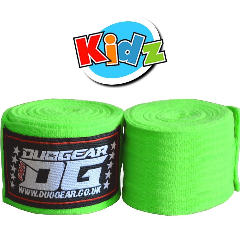 DUO GEAR 1.5m MUAY THAI BOXING KICKBOXING MMA MARTIAL ARTS FIST BANDAGE MEXICAN STYLE HAND WRAPS (FOR KIDS) (Neon Green) โ image 1