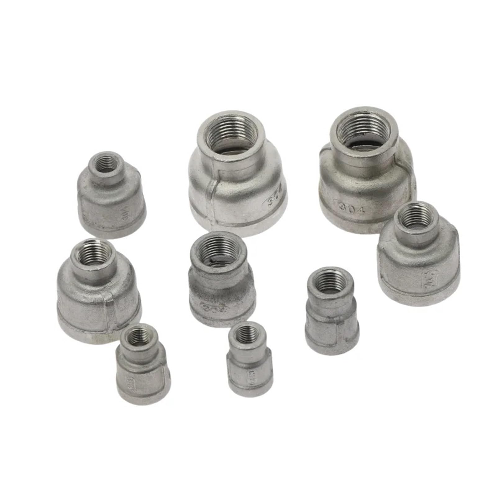 Adaptador de conector de tubería de acero inoxidable 304, reductor de rosca hembra a hembra BSP de 1/8", 1/4", 3/8", 1/2", 3/4", 1", 1-1/4", 1-1/2"(1/16"_FEMALE TO FEMALE)