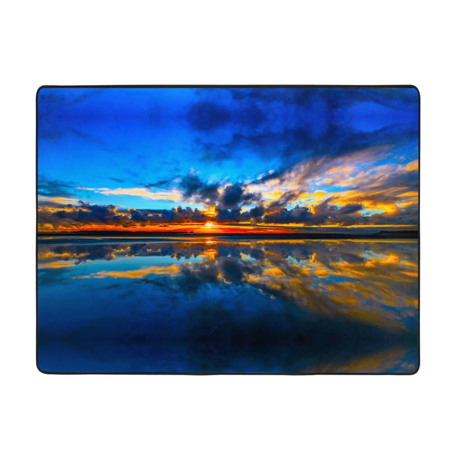 Tapis flanelle coucher de soleil 160x122 cm antidérapant salon