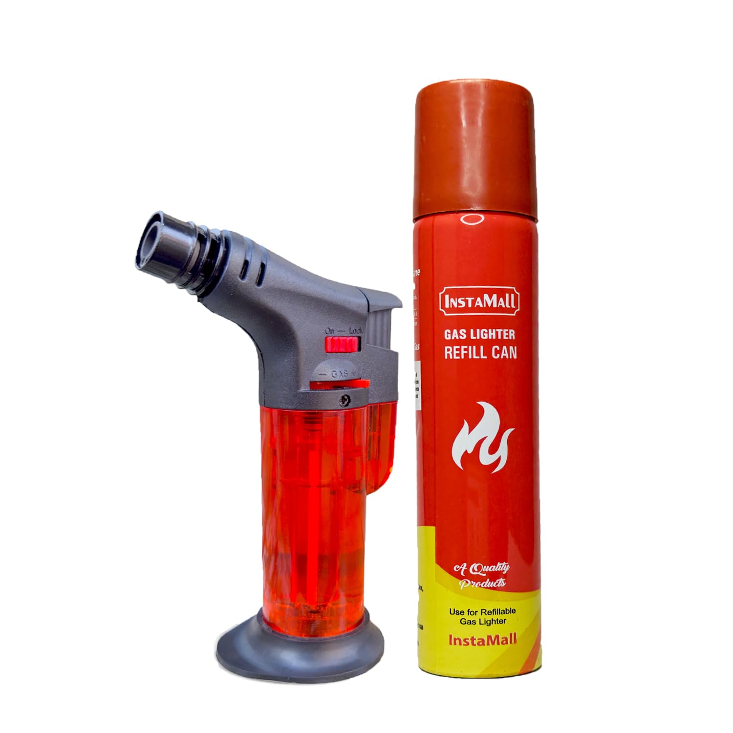 SevanAmaze ABS Plastic Blow Torch Jet Flame Lighter Refillable, Windproof With 100ml Gas Refill Can (Multicolor) (1 Lighter+1 Refill Can 100ml)