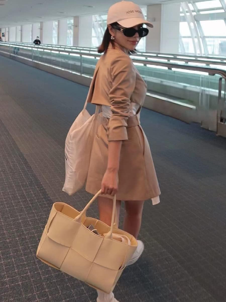 Women Leather Woven Shoulder Bag,Ladies Top Handle Satchel Tote Work Bag with Matching Clutch… - Image 5