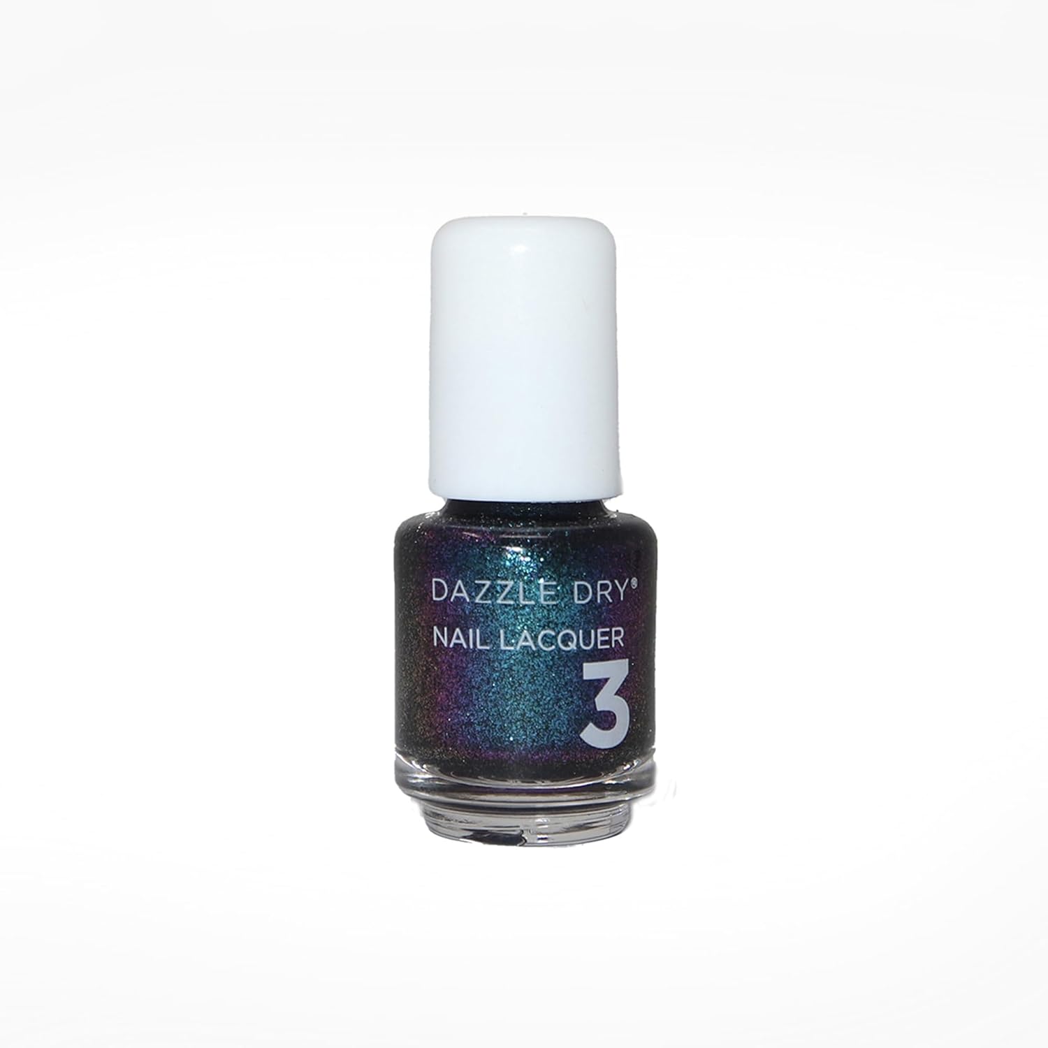 Dazzle Dry Nail Mini Lacquer Step 3 - Blue Blood - A full coverage galaxy-inspired shimmer that shifts blue, purple and green against a black base. 0.17 fl oz  5 Manicures