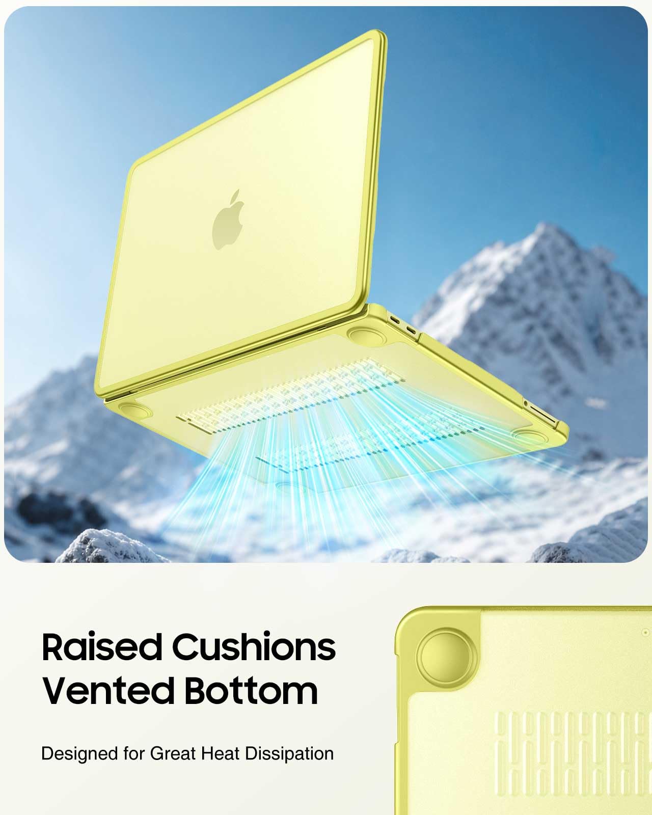 FINTIE Etui kompatybilne z MacBook Neo 13 cali A3404 (A18 Pro Chip, 2026) - twarde, matowe, odporne na odciski palców + ochronna ramka z TPU, cytrusowy żółty