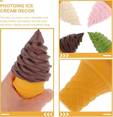 Miniatura 6 de Angoily 4 piezas de helado simulado postre mostrando accesorios de comida falsa para el hogar gabinete de cocina escaparate decoración simulado