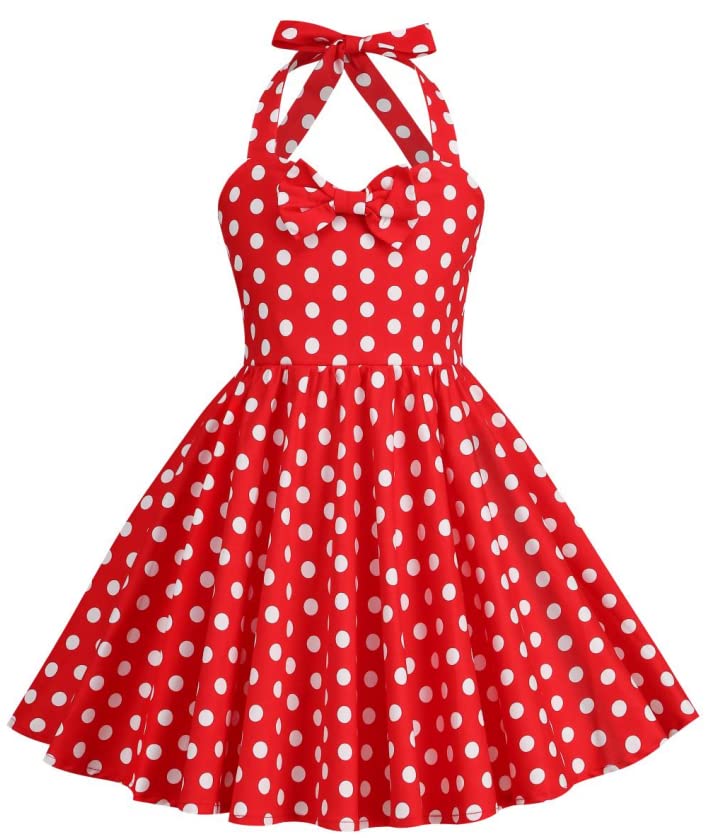 Odizli1950s Vintage Dresses For Girls Halter Dress Sleeveless