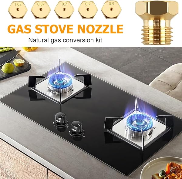 Lot de 5 Gicleurs Gaz Butane Universel, Gicleur Butane pour Gazinière, Cuisinière et Plaque de Cuisson, Injecteur de Gaz Gicleur Bouteille Conversion, Bouteille Gicleur Brûleur 0,5/0,7/0,7/0,87/1,02 - 2