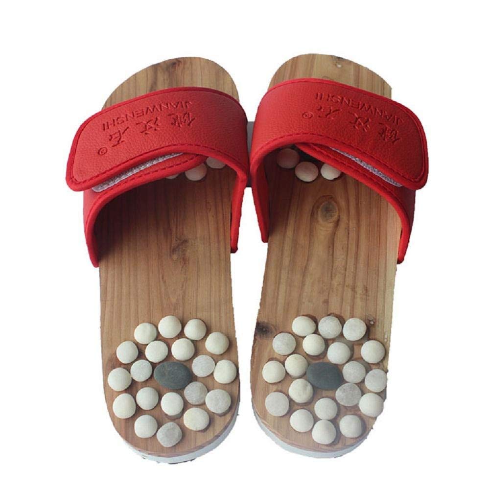 MU Pantofole di massaggio del piede della pantofola di massaggio di agopuntura di sanità portatile,rosso,37