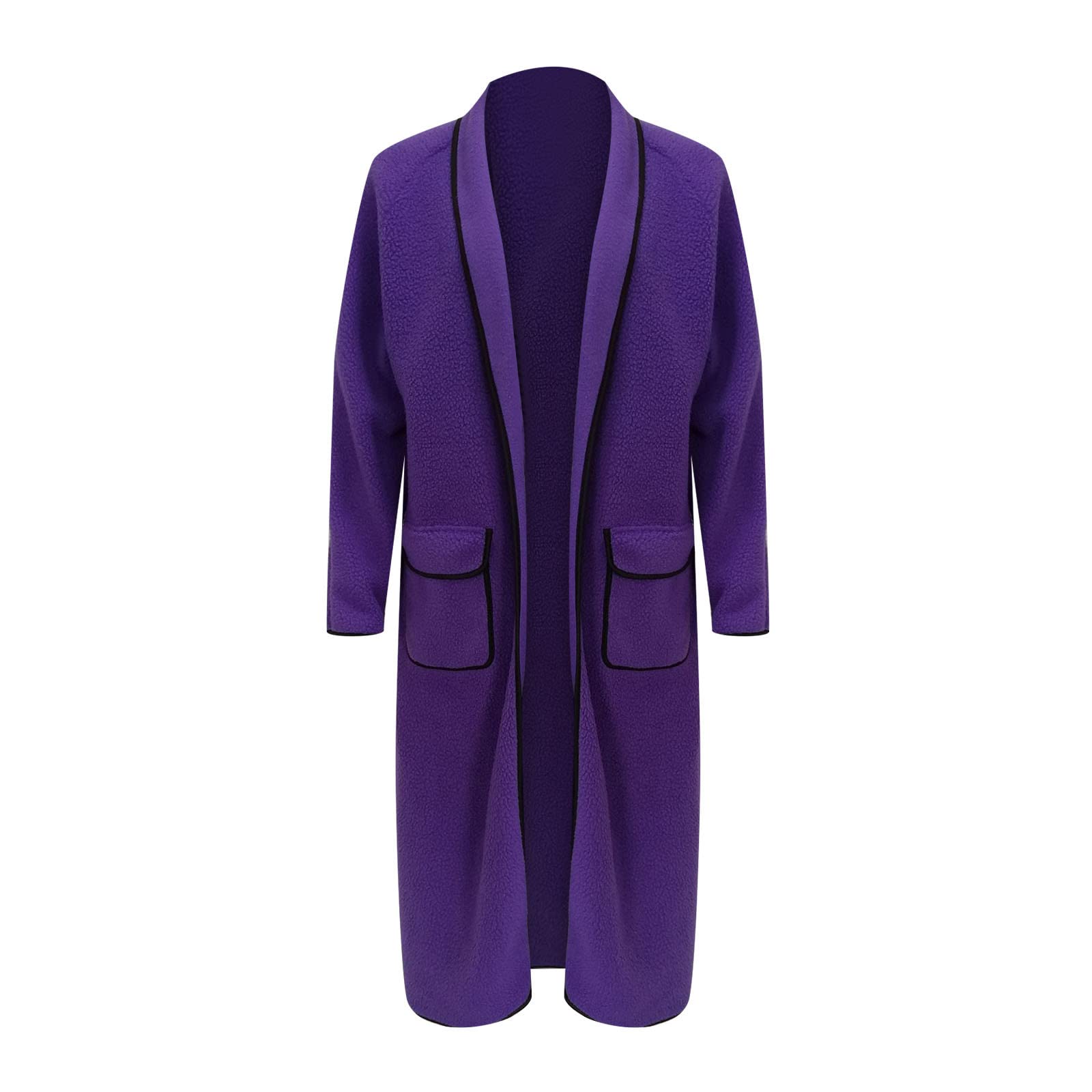 Generisch Chaqueta de punto para mujer Color de contraste Cárdigan Cierre sin botones Abrigo de felpa con bolsillos Cárdigan casual de moda