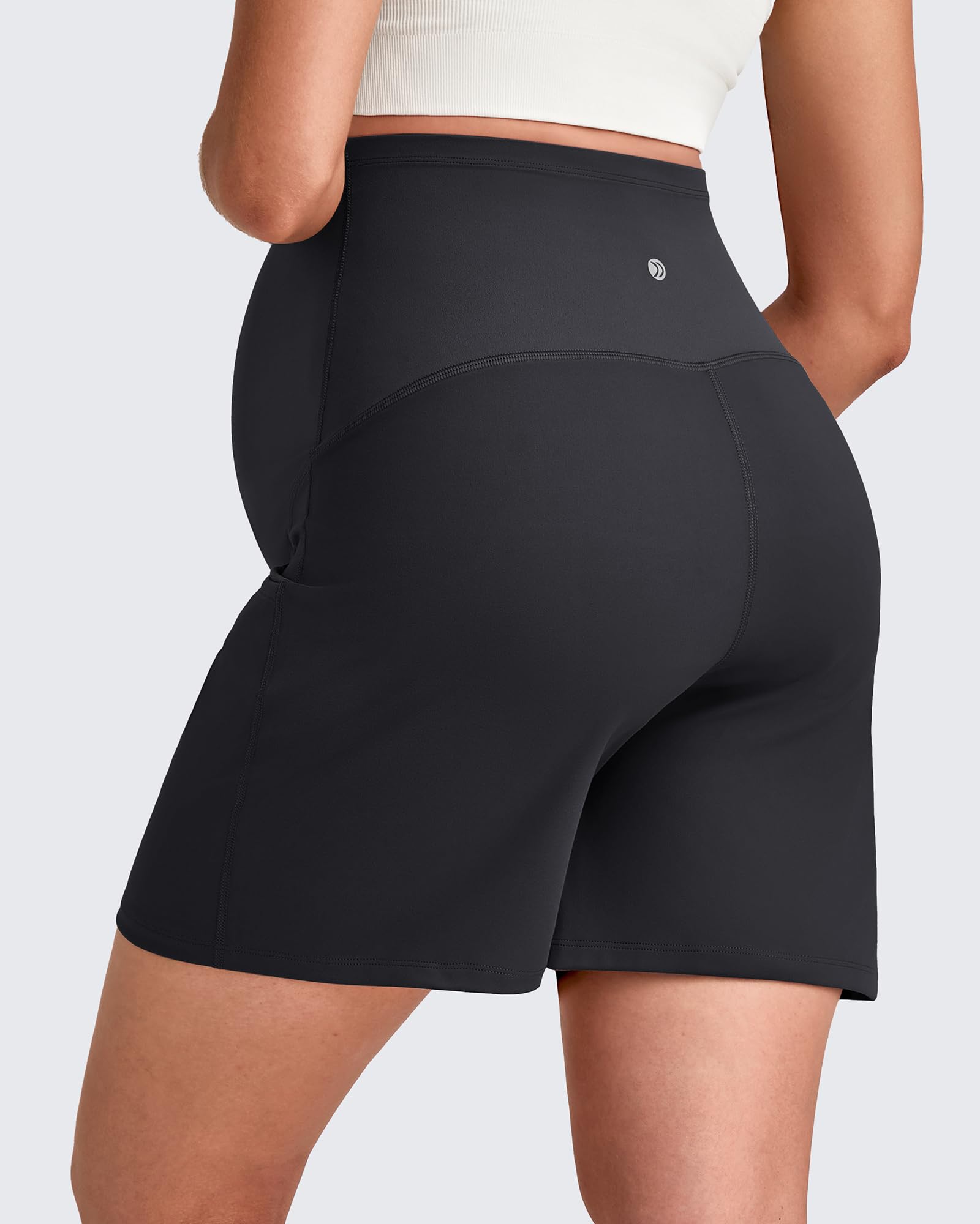G4Free Pantalones cortos de maternidad con bolsillos sobre el vientre, elásticos de 6 pulgadas, pantalones de yoga para embarazo, entrenamiento atlético
