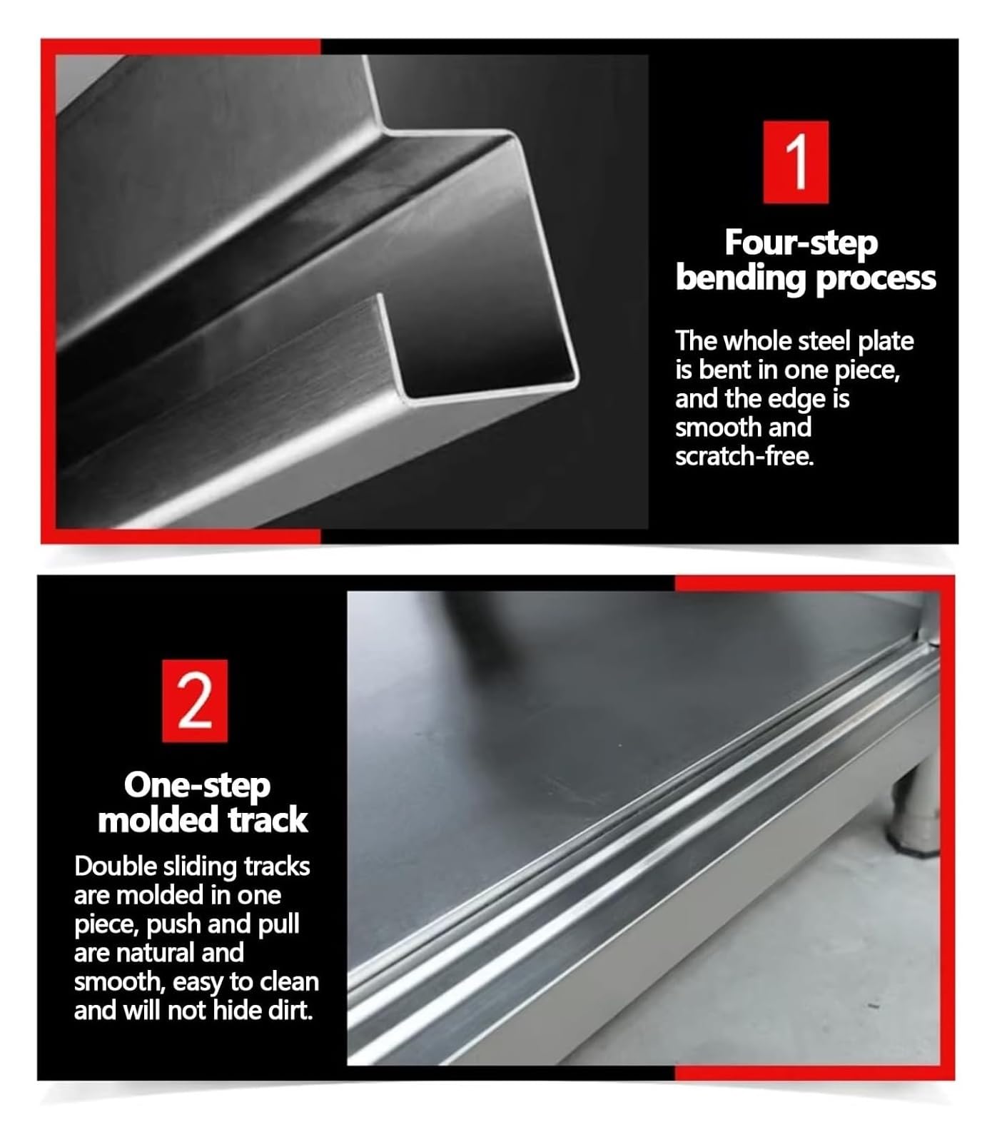Tavolo da lavoro in acciaio inox con armadietto deflettore, panca da cucina commerciale con ante scorrevoli per preparazione, resistente, per ristorante, garage (150 x 50 x 80 cm)