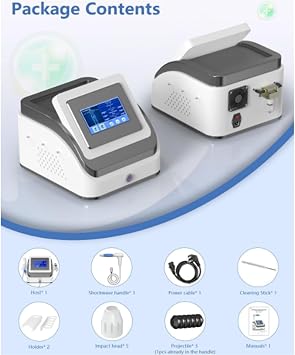 Shockwave Therapy Machine, Extracorporeal Shock Wave Therapy Eswt Machine Body Massager Shockwave Therapy Machine, with 5massage Heads 0.5-8 Bar for Pain Relief,Grey