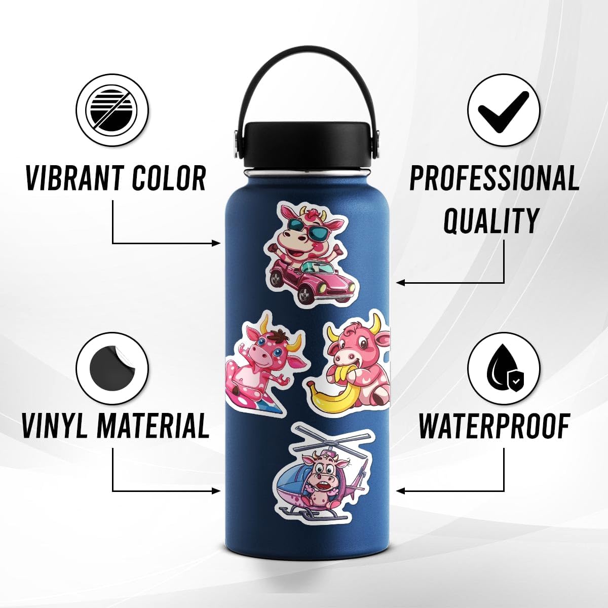 Pack 50 Pcs Cute Animal Dairy Cow Stickers for Water Bottles Funny Laptop Luggage Computer Scrapbooking Kids Teens Girls Boys Adults Aesthetic Waterproof Sticker Small Vinyl Decal image 5