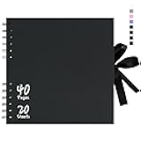 Scrapbook 10x10 Inch, Photo Album Scrapbook Black Thick Kraft Paper Memory Book, Scrap Book Photo Albums for Couple Baby Wedding Family