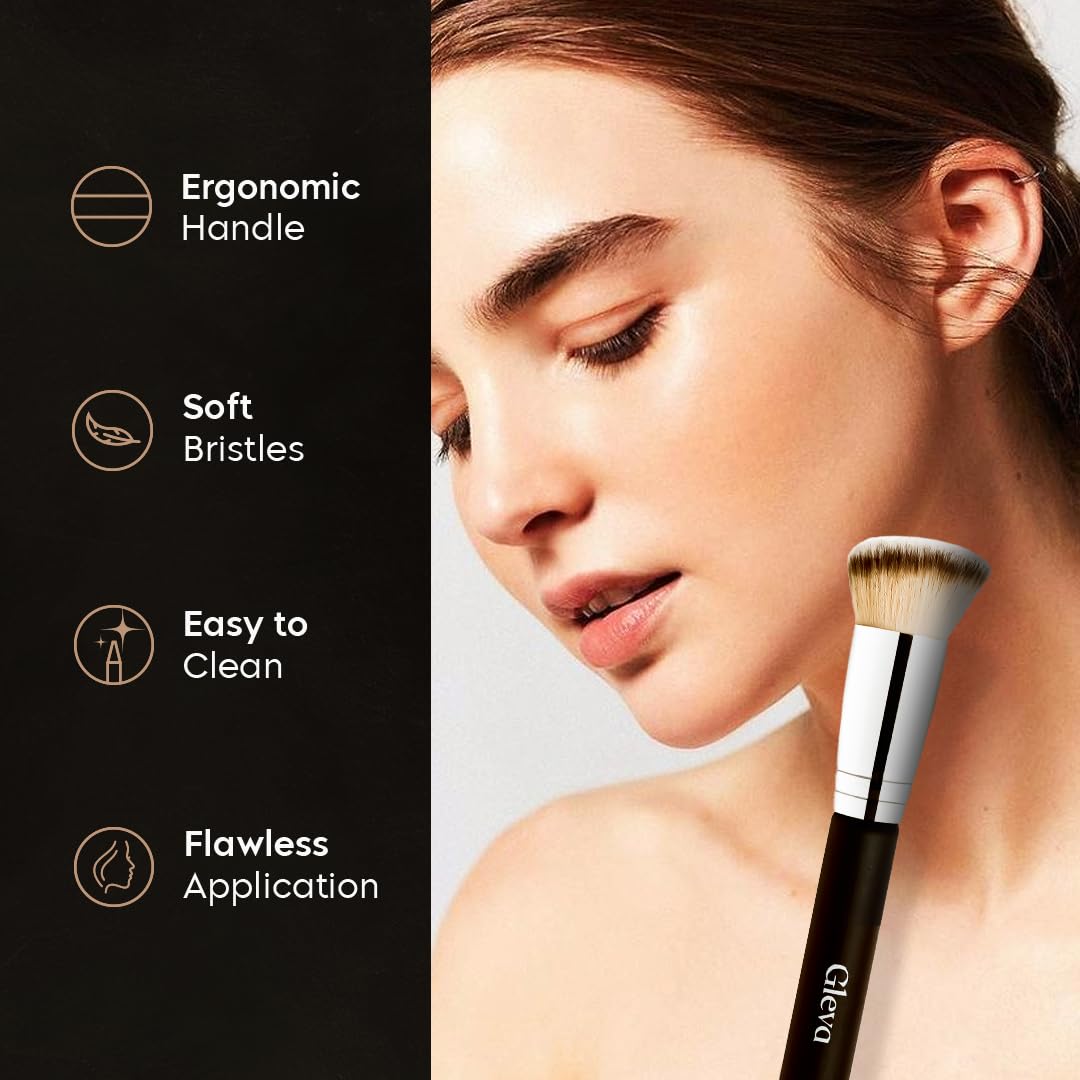 Gleva 3 Pcs Foundation Concealer Brushes Set, Under Eye Mini Angled Brush, Nose Contour Brush, Small Makeup Foundation Brushes Blending Liquid Cream Or Flawless Powder Cosmetics Buffing Kabuki Brushes 3