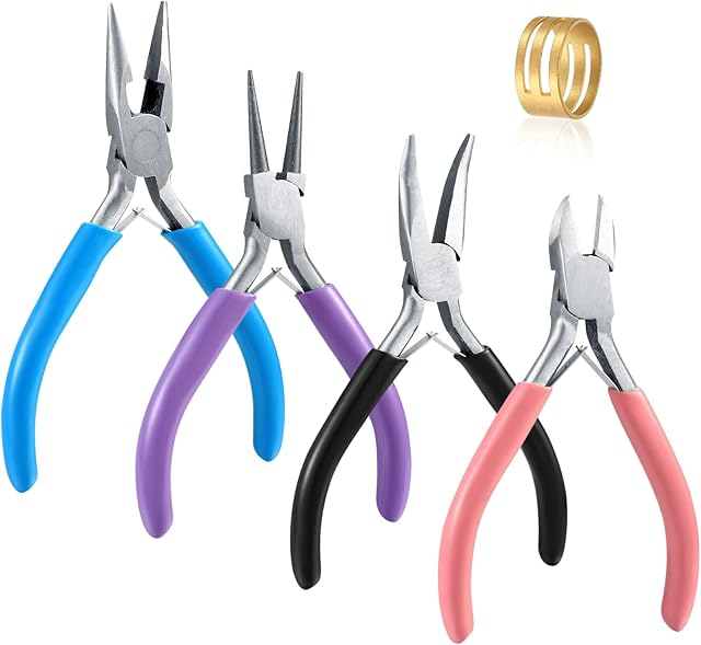 Jewellery Pliers Set, Jewellery Making Tools Kit, Needles Nose Plier, Long Nose Pliers, Chain Nose Pliers, Wire Cutter, Jewelry Pliers Craft Tools for Beading Jewelry Necklace Making Repair Supplies