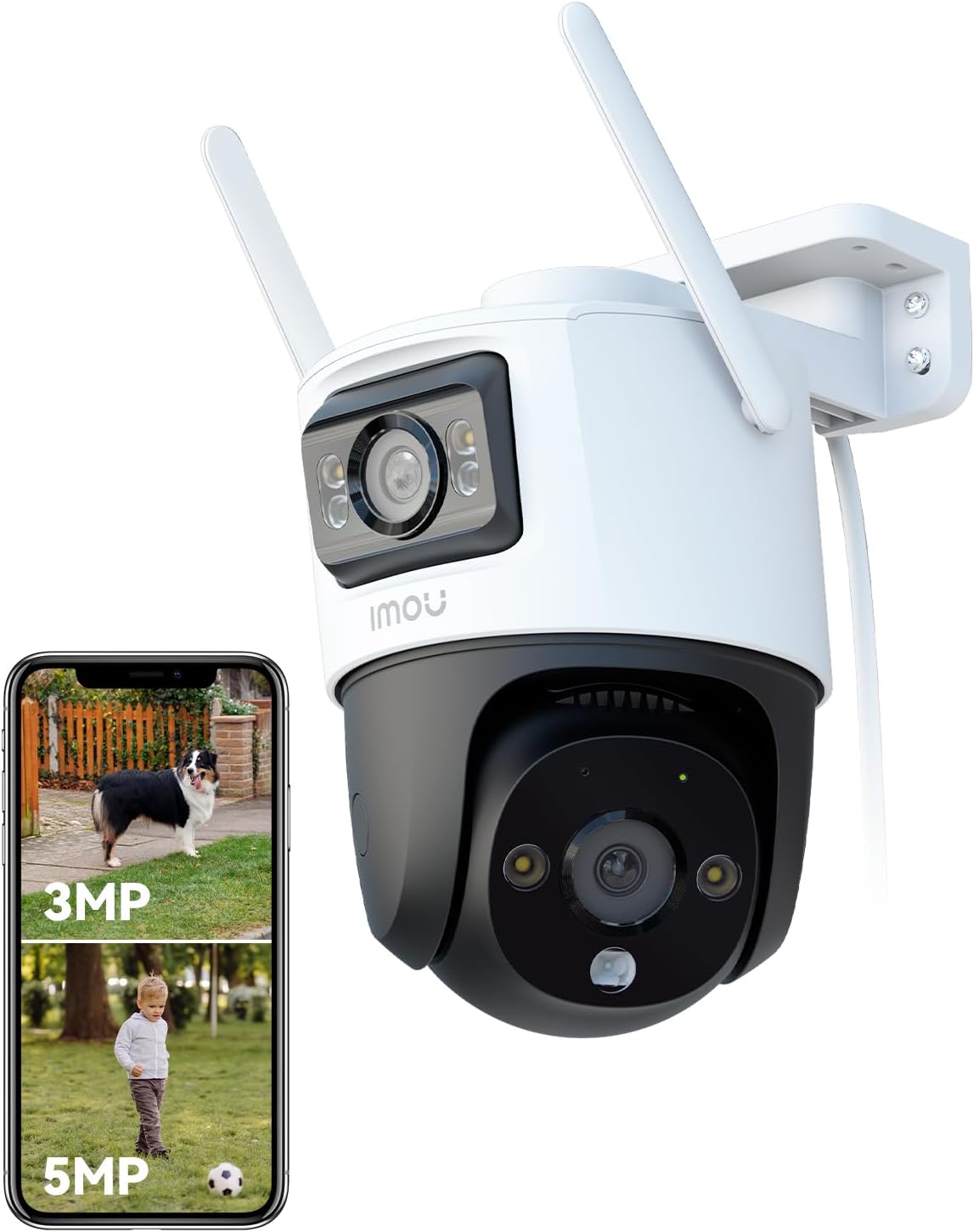 2-in-1 4K Outdoor Security Camera Dual-Lens, CCTV Camera Wireless Wi-Fi Outdoor with 30M Night Vision, Home Security Camera 360°Full Coverage, Human/Auto/Motion Detection, Siren Spotlight, IP66