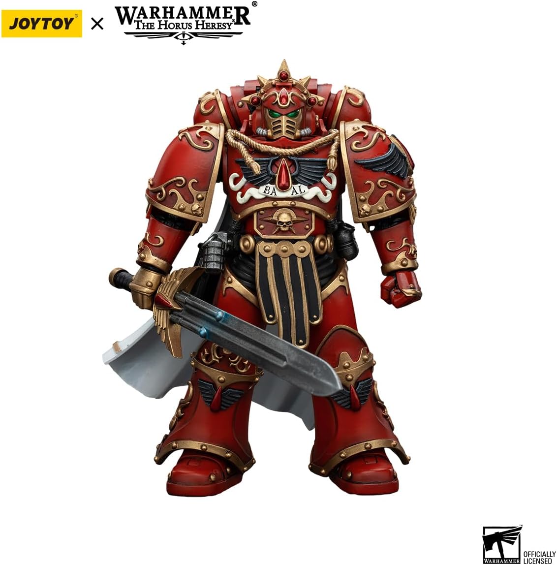 JOYTOY Warhammer The Horus Heresy Blood Angels Legion Praetor with Paragon Blade 1:18 Scale Action Figure Mecha Joy Toy Collection Model 4.9in