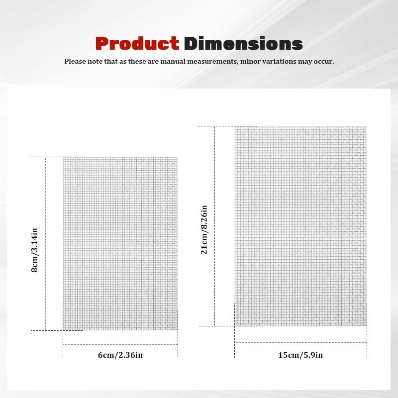 (5.9''x8.2'') 4 Pack 15x21cm 20 Mesh Stainless Steel Wire Mesh, Flexible Vent Screen, Block Flies Rats Insects for Air Bricks and Vents