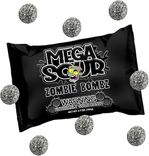 Mega Sour Candy Zombie Bombz 104g / 3.7OZ – Handmade British Hard Sweets – Extreme Sour Candy Challenge – Retro Party Bag & Gift Hamper Treats