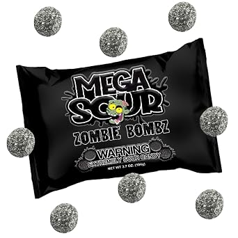 Barnetts Mega Sour Candy Zombie Bombz 104g / 3.7OZ Handmade British Hard Sweets Extreme Sour Candy Challenge Retro Party Bag & Gift Hamper Treats