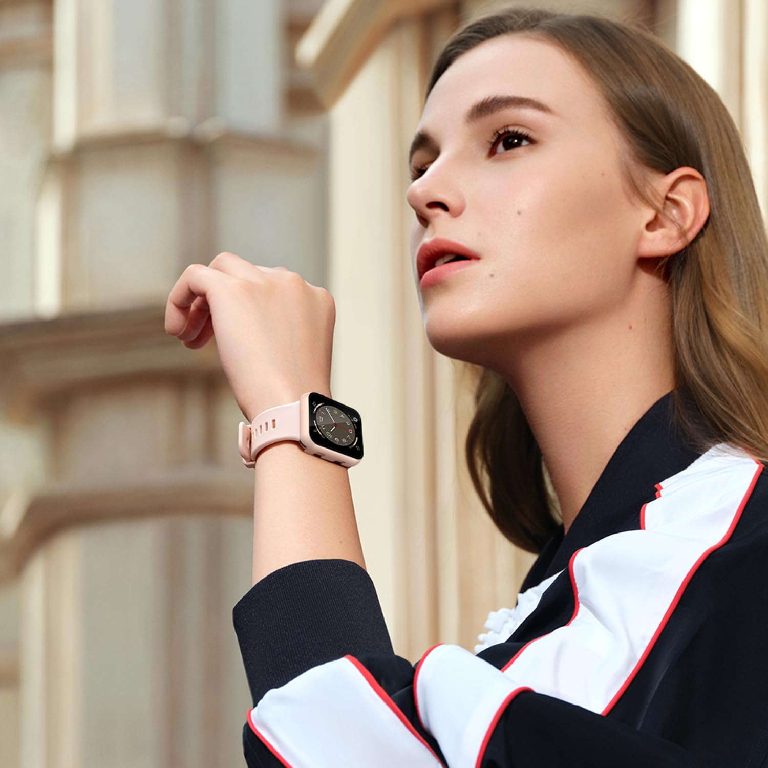 Misxi Schutzhülle für Apple Watch Serie 3 / Serie 2, 42 mm, gehärtetes Glas, harter PC-Displayschutz, Gesamtschutz, kratzfeste Abdeckung für iWatch, 2 Stück, 1 Roségold + 1 Transparent