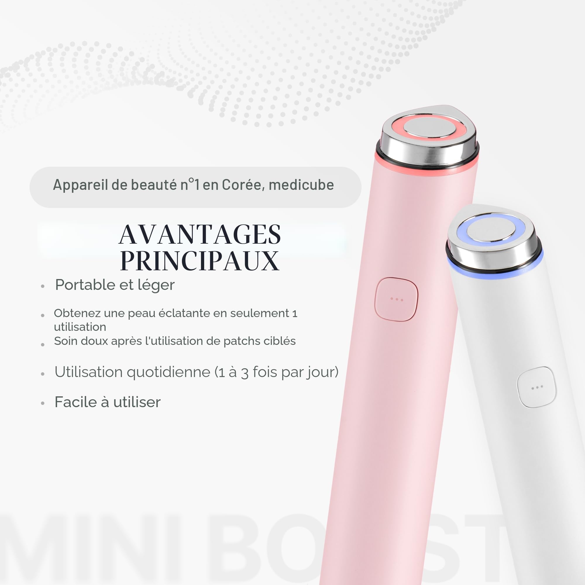 medicube Booster Pro Mini White | Outil de soin du visage à la maison - Booster Glow pour peaux vitrées, stimuler l'absorption des soins de la peau, soins de la peau coréens