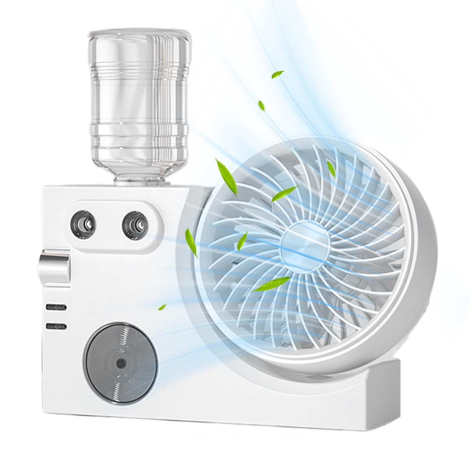 Ventilateur avec Fonction Brumisation Refroidisseur Rechargeable par USB | Ventilateur Brumisant Portatif pour Chambre à Coucher Dortoir Bureau Estival Maison Intérieur Bureau