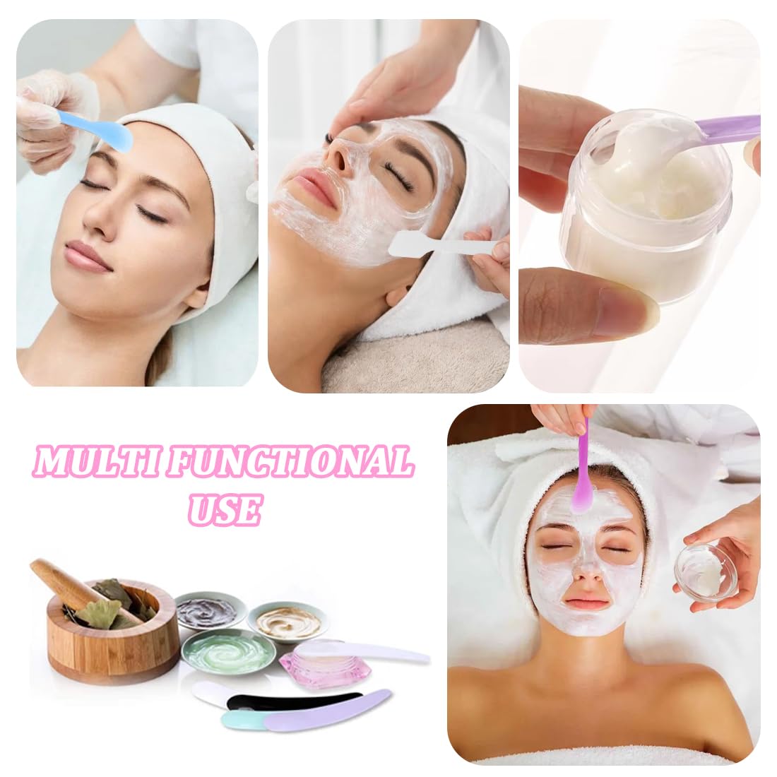 Set e kit da trucco, 12 pezzi di spatola per il trucco in plastica, spatola per crema mini cucchiaio per maschera cosmetica raschietto per lavaggio (colori casuali)