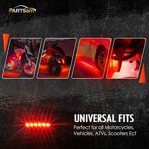 Partsam 4.5'' Red Motorcycle Led Tail Turn Signal Brake Light Strip Bar, Ip68 Waterproof Universal Flexible Motorcycle Turn Signal Third Brake Daytime Running Light For Motorcycle Trailer Atv, 2Pack #TOP5