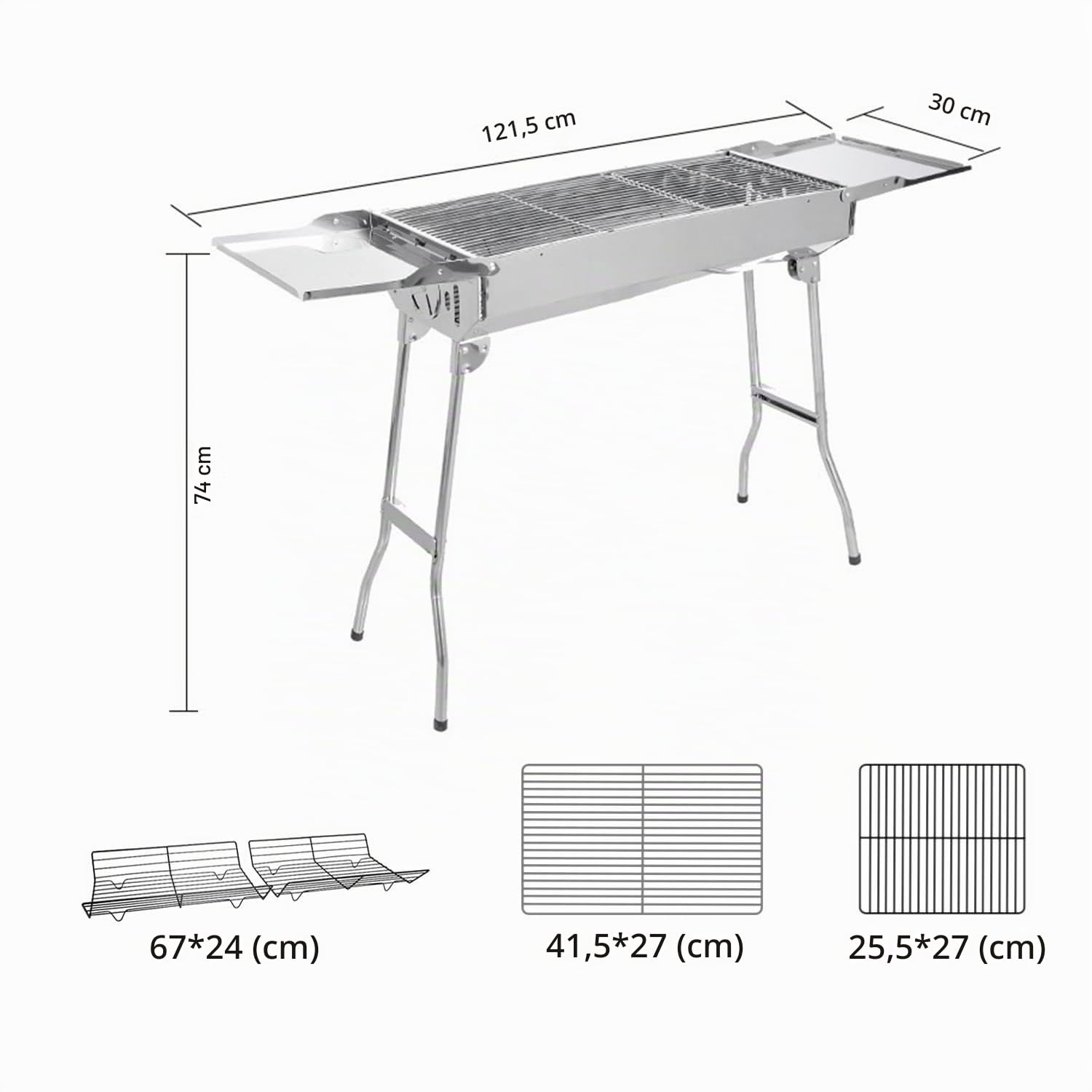 Barbecue à charbon de bois en acier inoxydable Rôtissoire pliable Barbecue portable pour camping, randonnée, pique-nique, cuisson en plein air, avec double couche, gril pliant