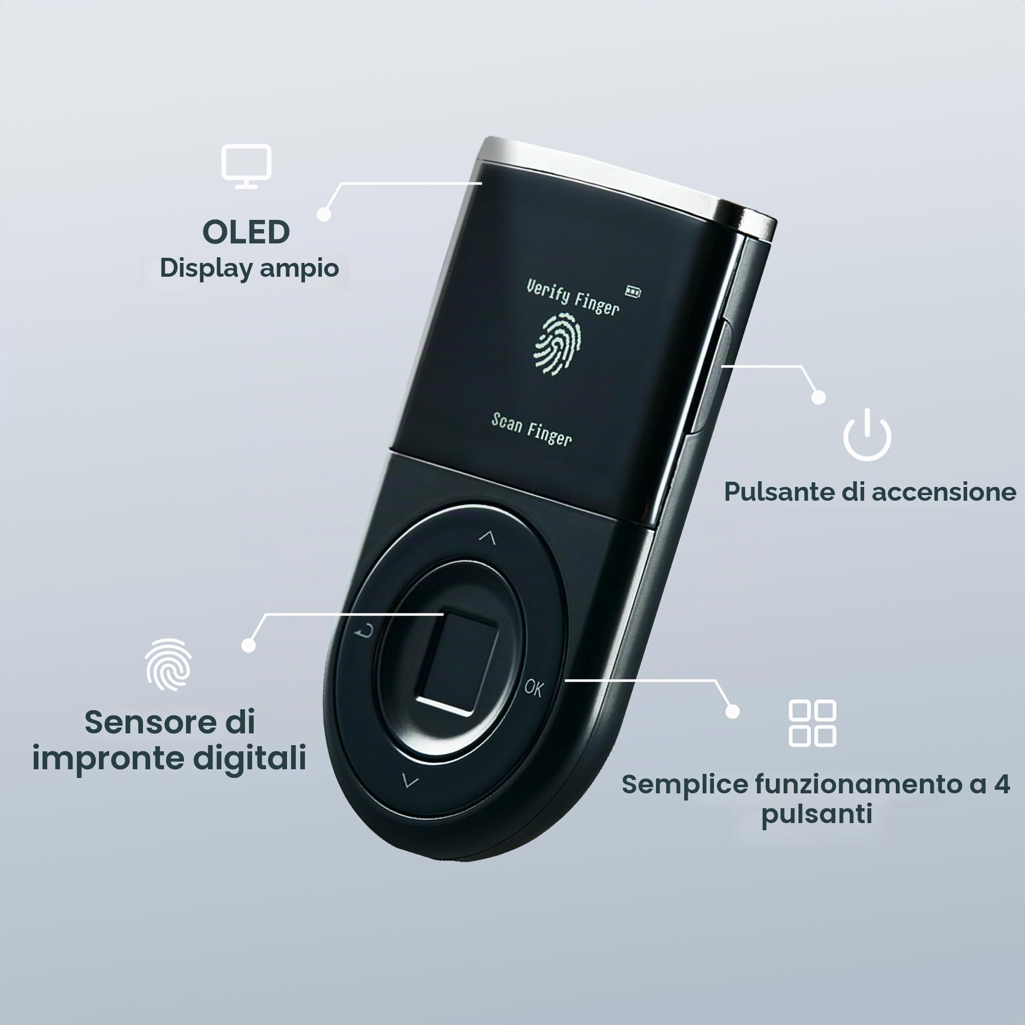 D'CENT Biometric Crypto Hardware Wallet – Impronta Digitale & Bluetooth