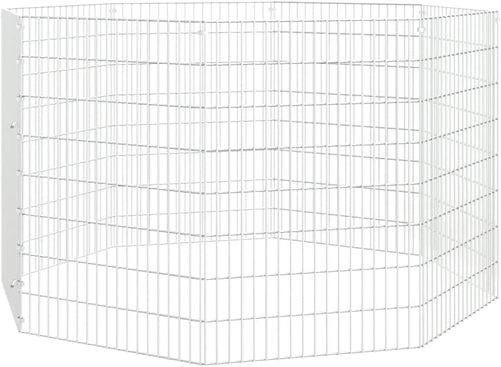 8-Panel Galvanized Iron Small Animal Enclosure Pet Playpen 46x22 inch Adjustable Indoor Outdoor Rabbit Guinea Pig Habitat with Silver Finish for Garage Yard Patio