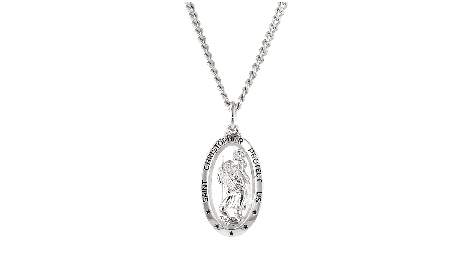 Ross-Simons Men's Sterling Silver Saint Christopher Oval Medal