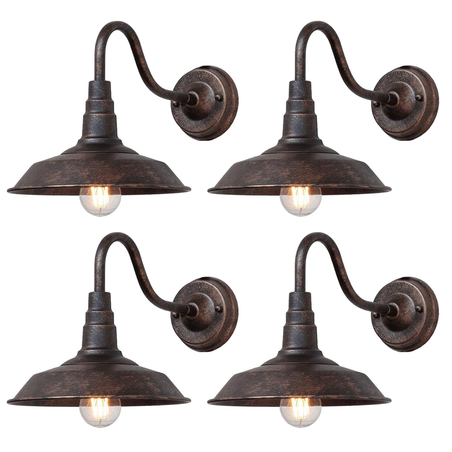 IP54 Lampada da Parete Impermeabile Esterna in Ferro Retro Industriale Collo D'Oca per Agriturismo - Lanterna per Patio Porta