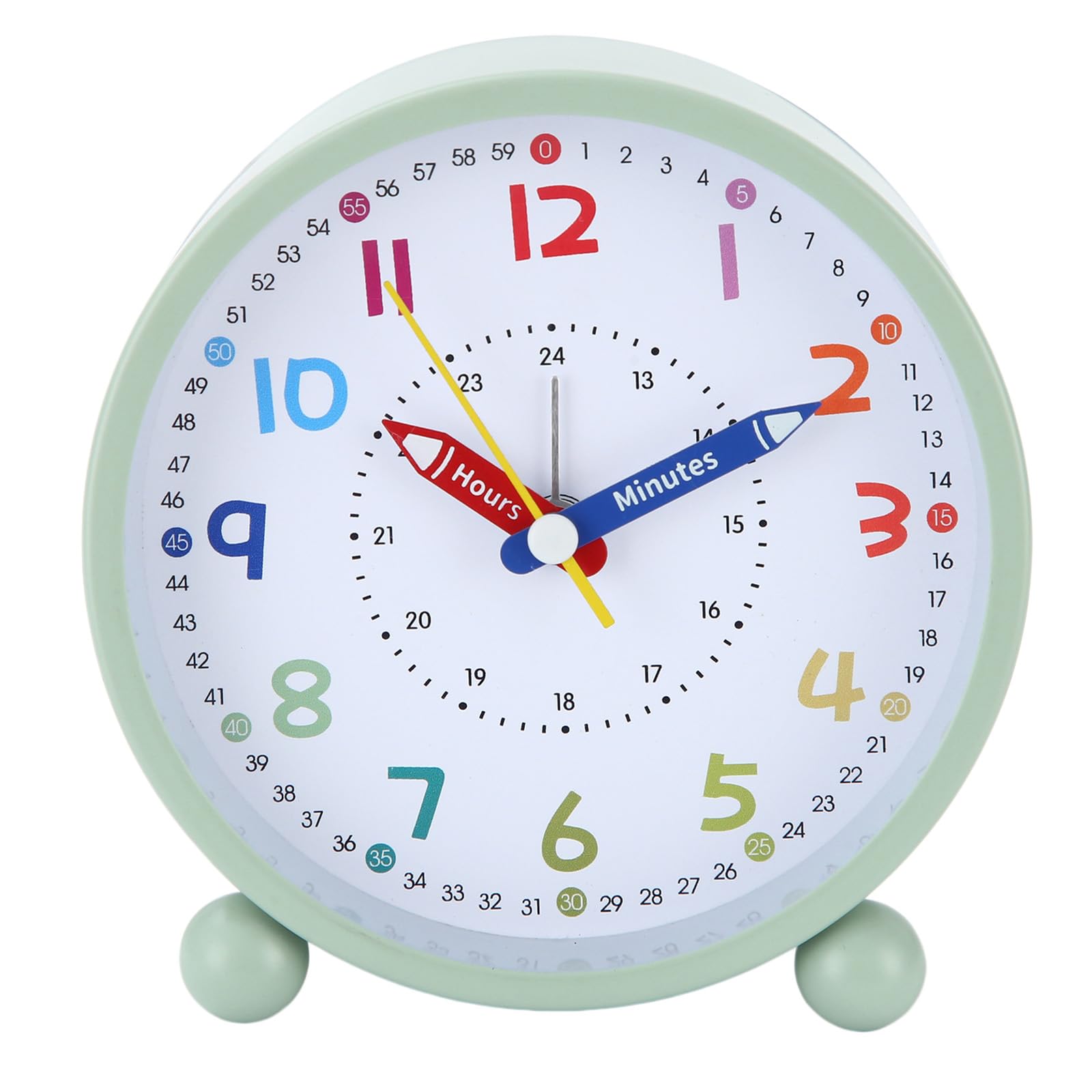 PLCPDM Kids Educational Analog Alarm Clock with Large Display and Nightlight Battery Operated for Bedsides and Study Area Not Ticking Alarm Clock for Kids
