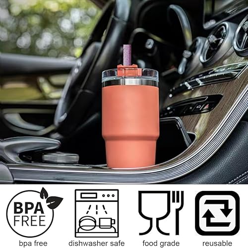 Miniatura 7 de ALINK Paquete de 10 popotes de repuesto rosas para vasos Stanley de 40 onzas y 30 onzas, popotes de plástico reutilizables con purpurina de 12