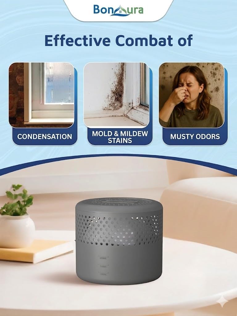 4x Dehumidifier Without Electricity + 8 x 14oz Refill Pack - Room Dehumidifier Up To 430 ft² For Cellars, Bathrooms and Much More - Dehumidifier and Granules In a Set