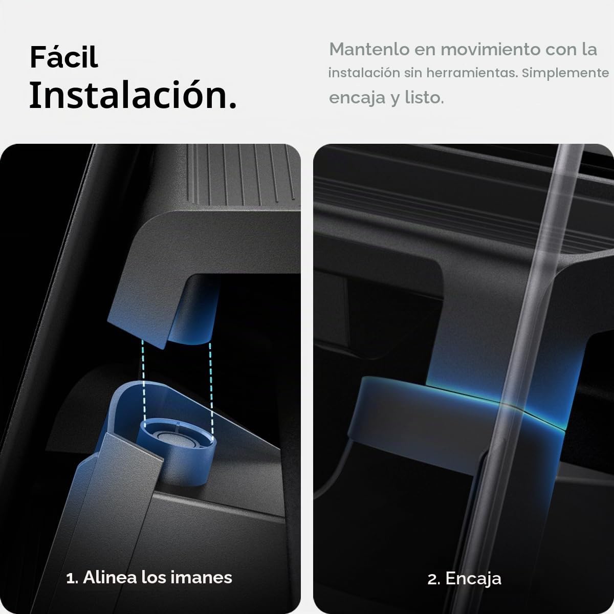 Spigen Tesla Model Y 2025 2026 Juniper y Model 3 Highland 2024 2025 2026 Organizador de Almacenamiento, Debajo de la Pantalla, Diseñado para Accesorios Tesla Model 3 - Negro